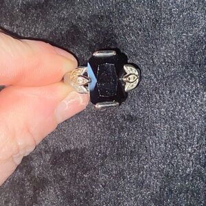 Macy's Black Onyx and Marcasite Ring